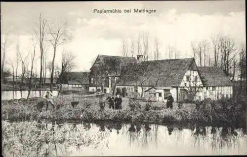 Ak Mettingen im Tecklenburger Land Westfalen, Papiermühle, Fachwerkhäuser