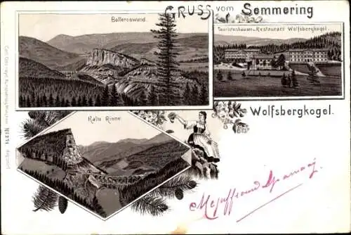 Litho Semmering in Niederösterreich, Restaurant Wolfsbergkogel, Kalte Rinne, Boleroswand