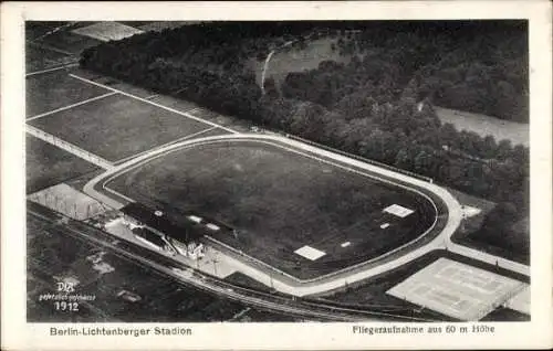 Ak Berlin Lichtenberg, Stadion, Fliegeraufnahme