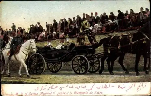 Ak Sultan Mehmed V. während der Zeremonie des Säbels, Kutsche