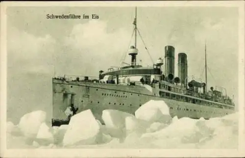 Ak Fährschiff Deutschland, Schwedenfähre im Eis