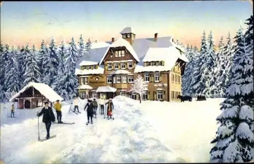Ak Kniebis Freudenstadt Schwarzwald, Winterpartie am Gasthof Alexanderschanze, Inh. Ludwig Gaiser