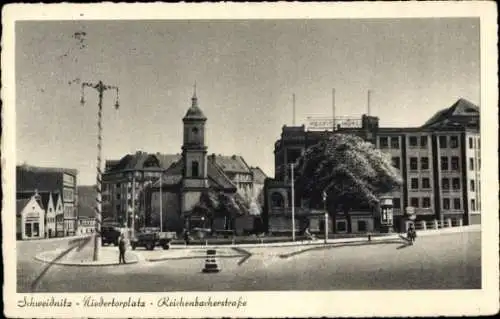 Ak Świdnica Schweidnitz Schlesien, Niedertorplatz, Reichenbacherstraße