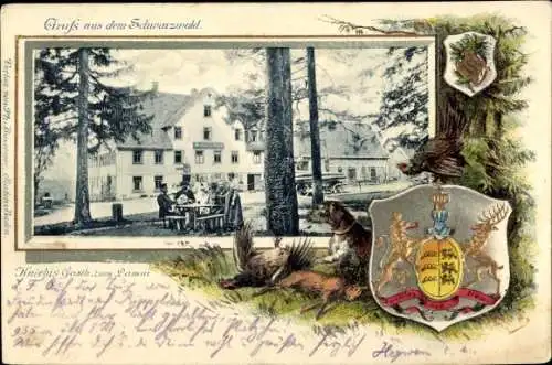 Präge Wappen Passepartout Ak Kniebis Freudenstadt im Schwarzwald, Gasthaus zum Lamm