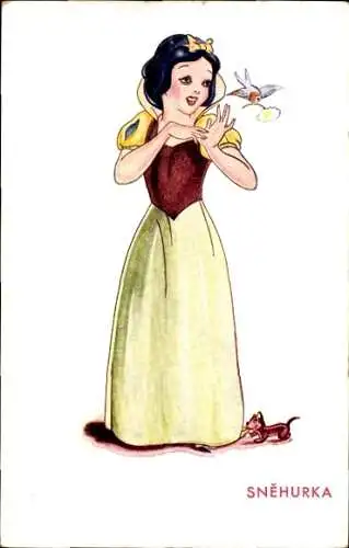 Ak Märchen, Schneewittchen, Vogel