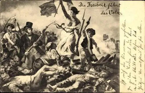 Künstler Ak Delacroix, Freiheit führt das Volk, 1830