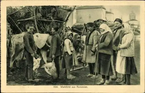 Ak Rumänien, Volkstrachten, Marktbild
