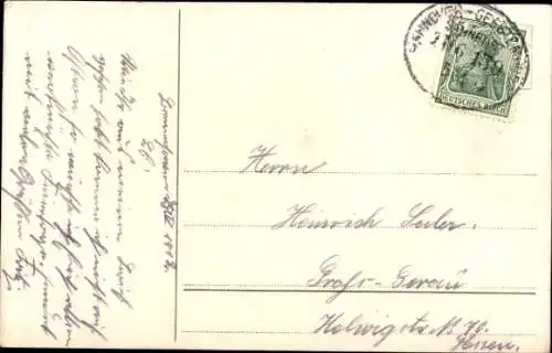 Litho Frohe Ostern, Hühner, Hufeisen