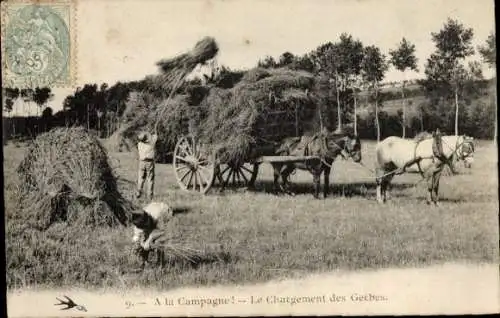 Ak Landwirtschaft, Heuernte, Fuhrwerk, Bauern