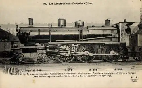 Ak Französische Eisenbahn, Dampflokomotive Nr. 3514