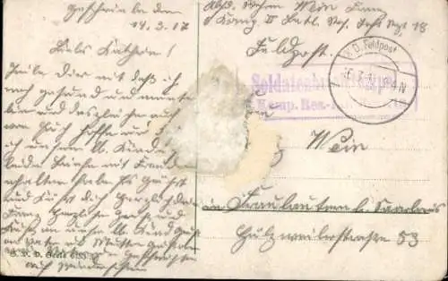 Ak Soldat nimmt von seiner Familie Abschied, I. WK