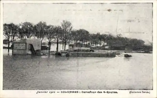 Ak Colombes Hauts de Seine, Janvier 1910, Carrefour des 4-Routes