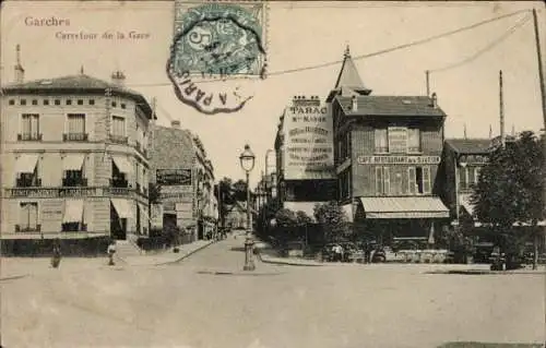 Ak Garches Hauts de Seine, Carrefour de la Gare, Café Restaurant, Tabac