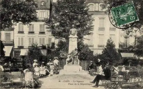 Ak Caen Calvados, Place de la Republique, Denkmal