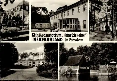 Ak Neu Fahrland Potsdam in Brandenburg, Kliniksanatorium Heinrich Heine, Rosengarten, Badehaus