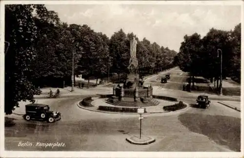 Ak Berlin Tiergarten, Blick auf den Kemperplatz, Denkmal, Kreisverkehr