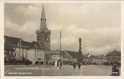 Foto Ak Kadaň Kaaden Region Aussig, Ringplatz, Denkmal