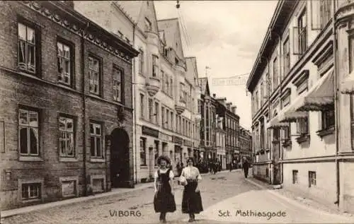 Ak Viborg Dänemark,  Sct. Mathiasgade, Straßenansicht