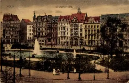 Ak Köln am Rhein, Deutscher Ring, Teich mit Springbrunnen