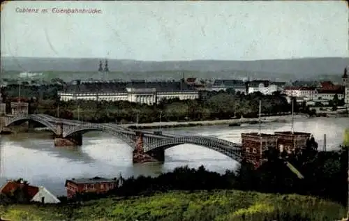 Ak Koblenz am Rhein, Eisenbahnbrücke