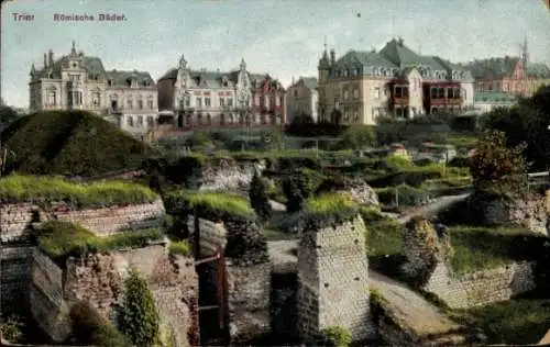 Ak Trier in Rheinland Pfalz, Blick über die Ruinen der römischen Bäder