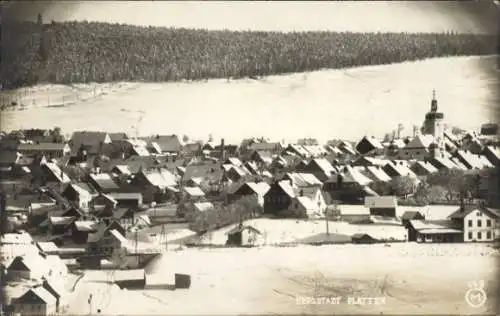 Foto Ak Horní Blatná Bergstadt Platten Erzgebirge Reg. Karlsbad, Winteransicht