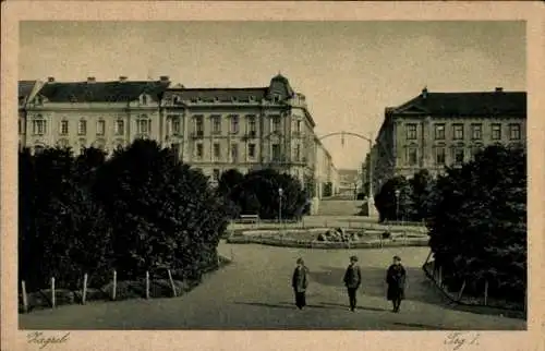 Ak Zagreb Kroatien, Platz, Springbrunnen