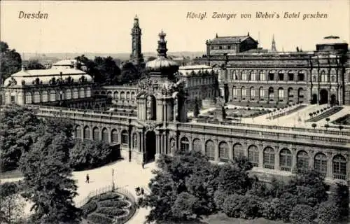 Ak Dresden Altstadt Friedrichstadt,  Königl. Zwinger von Weber's Hotel, Gartenanlage