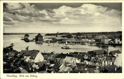 Ak Flensburg in Schleswig Holstein, Blick von Duburg über die Stadt