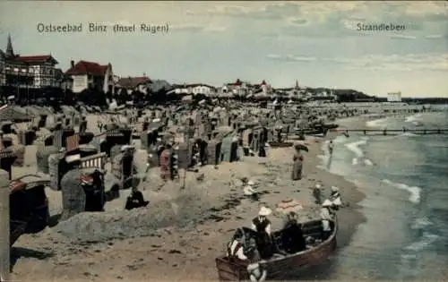 Ak Seebad Binz auf Rügen, Strandleben