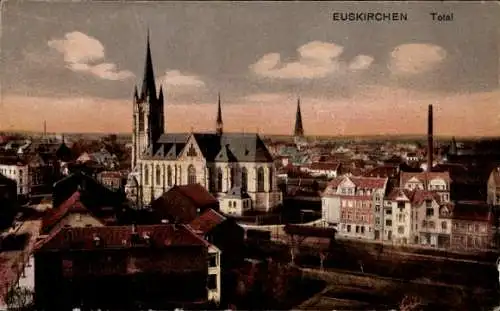 Ak Euskirchen Nordrhein Westfalen, Stadtansicht von  Kirche, Türme, Industrie