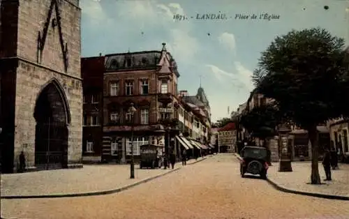 Ak Landau in der Pfalz, Kirchenplatz