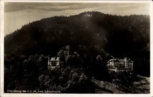 Ak Hornberg Ortenaukreis Schwarzwald, Teilansicht des Ortes mit Burgruine