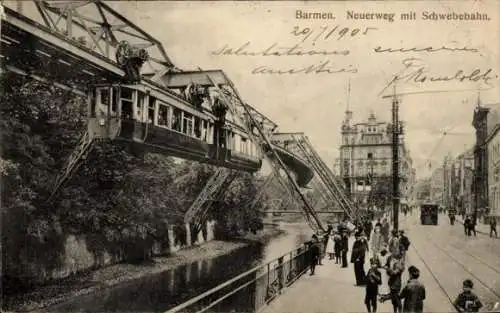 Ak Barmen Wuppertal, Neuerweg, Schwebebahn