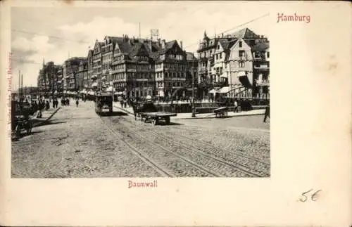 Ak Hamburg Mitte Neustadt, Dammtor, Historisches Stadtbild, Baumwall, Gebäude, Straßenbahn, Bü...