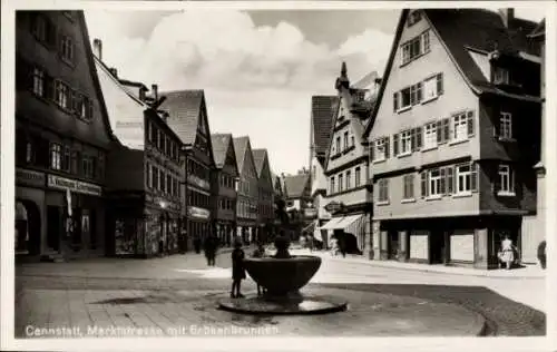 Ak Cannstatt Stuttgart in Württemberg,  Marktstraße, Erbsenbrunnen