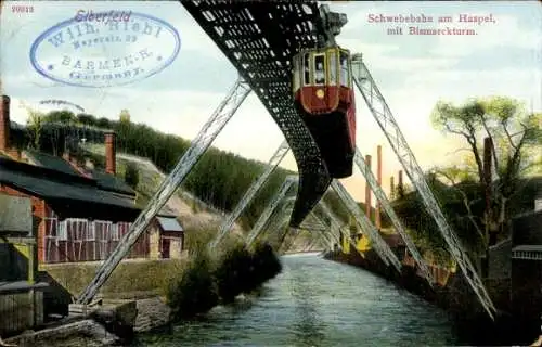 Ak Elberfeld Wuppertal, Schwebebahn, Haspel, Bismarckturm