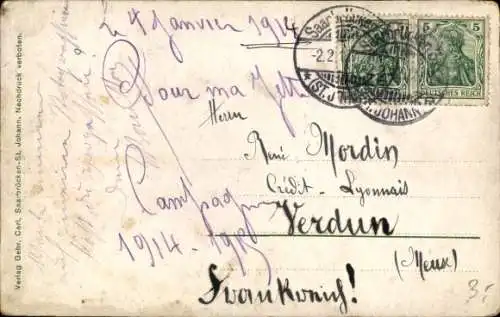 Ak St. Johann Saarbrücken, Gesamtansicht des Ortsteils mit Saar