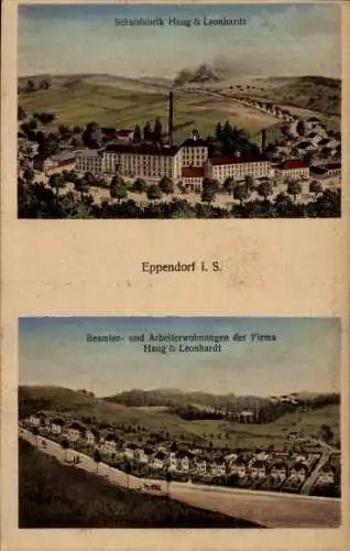 Ak Eppendorf in Sachsen, Schufabrik Haug & Leonhardt, Beamten-und Arbeiterwohnungen