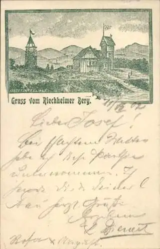 Ak Riechheim Elleben in Thüringen, Riechheimer Berg, Landschaft mit Hütten, Berg, Windmühle, G...