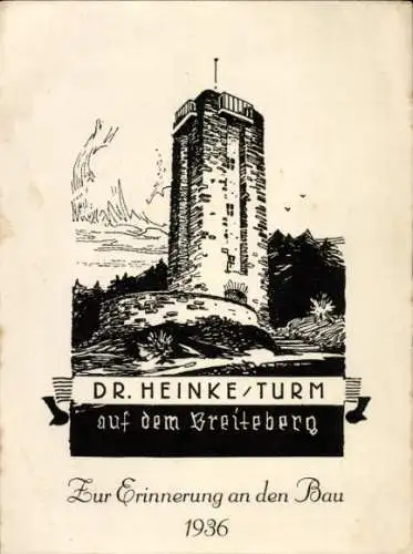 Ak Hainewalde Oberlausitz, Dr.-Heinke-Turm, Breiteberg, 1936