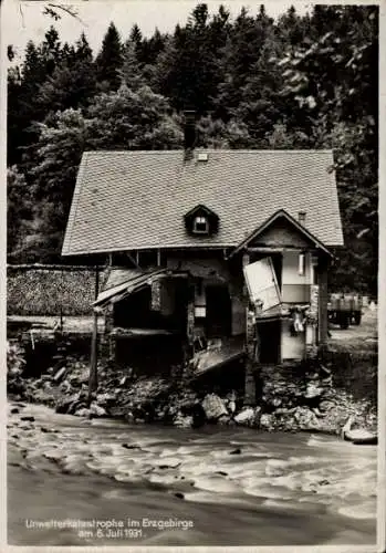 Ak Antonsthal Breitenbrunn im Erzgebirge, Beschädigtes Haus, Hochwasser 06.07.1931