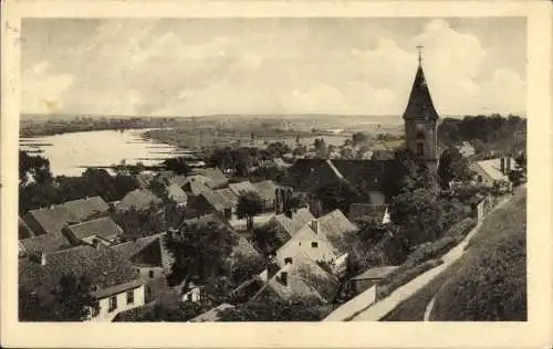 Ak Lebus an der Oder, Panorama, Kirche