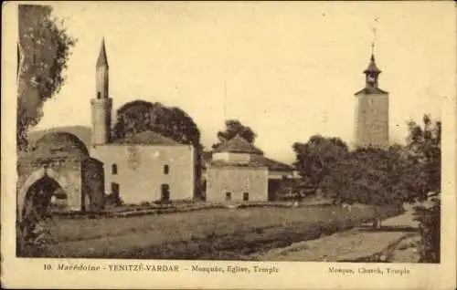 Ak Mazedonien, Fluss Vardar, Moschee, Kirche, Tempel, historische Gebäude, große Bäume