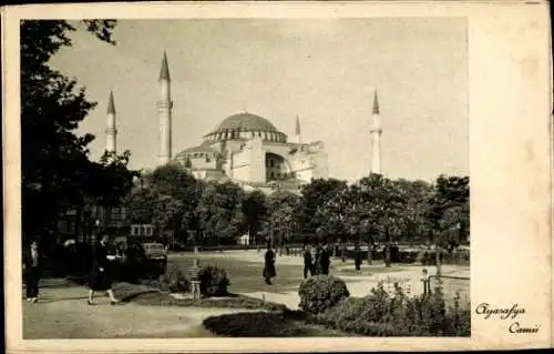 Ak Konstantinopel Istanbul Türkei, Hagia Sophia, Moschee, Stadtansicht, Park