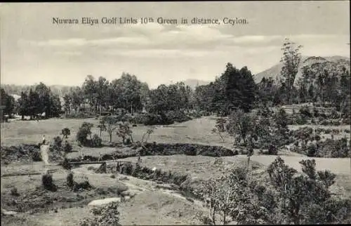 Ak Nuwara Eliya Sri Lanka, Nuwara Eliya Golf Links, 10. Grün in der Ferne, Ceylon.