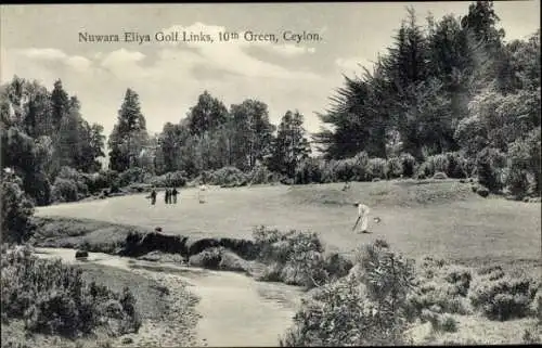 Ak Nuwara Eliya Sri Lanka, Golfplatz mit 10. Grün, Spieler auf dem Feld, natürliche Umgebung