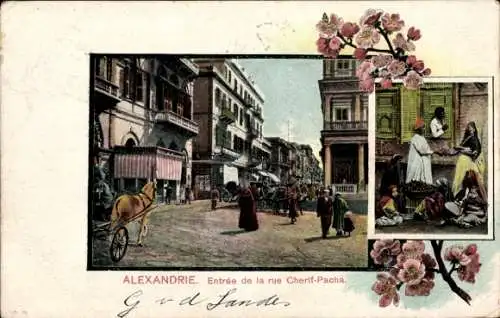 Ak Alexandrie Ägypten, Entrée de la rue Cherif Pacha