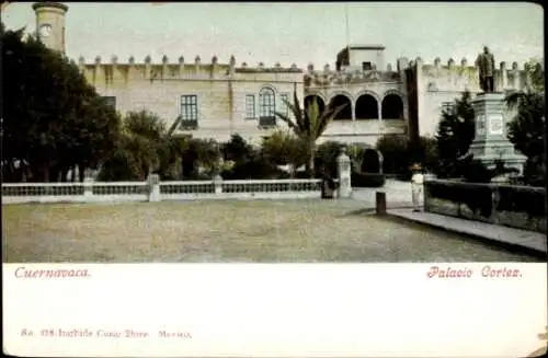 Ak Cuernavaca Mexiko, Palacio Cortez, Iturbide Curio Store, historische Architektur