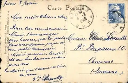 Ak Walt Disney, Comic, Donald Duck an der Tankstelle